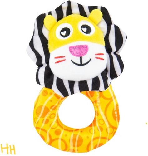 Lamaze - Logan the Lion Rattle/Teether - rammelaar leeuw - bijtring dier - stof zacht - knisperend - dierenrammelaar - kraamcadeau