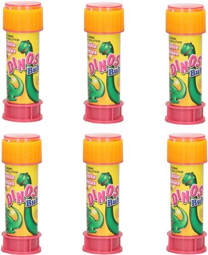 Dinosaurus dinosaurius thema bellenblaas flesjes - 6x - met bal spelletje in dop - 60 ml - voor kinderen