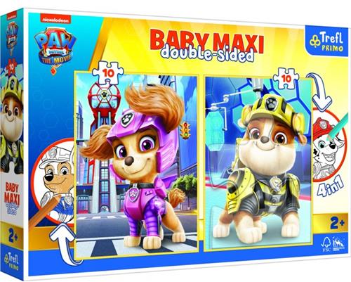 Puzzel 2x10 Baby Maxi Paw Patrol - Sky - Rubble - Double Side - Trefl