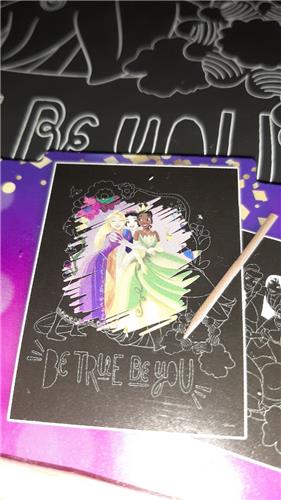 Disney Princess - scratch kras kunst - 2x poster 26x19,5 cm - disney - prinsessen - set met kras pen