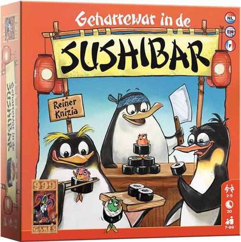 999 Games - Geharrewar in de Sushibar - Snel dobbelspel voor het hele gezin - Gezelschapsspel - Familiespel - Klein cadeautje - bevat spelregels in NL en EN en FR
