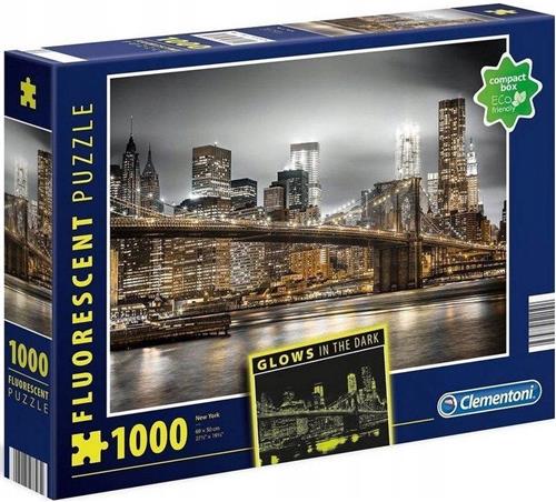 Puzzel - Clementoni - 1000 stukjes - New York Skyline - Fluorescent / lichtgevend