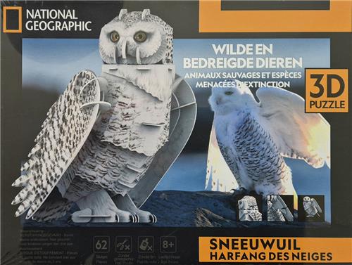 National Geographic - Sneeuwuil 3D Puzzel - 62 stukjes - Puzzelen - Knutselen