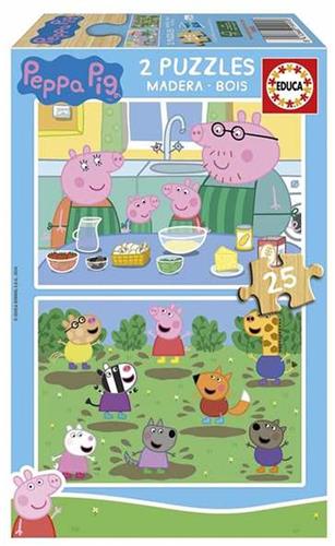 Peppa Pig Houten Puzzels 2x25 Stukjes - Educa