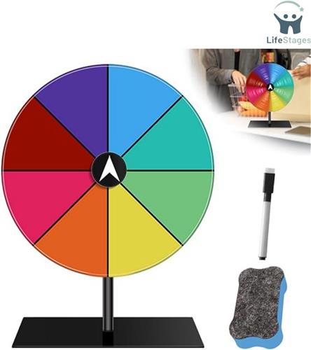 LifeStages - Rad Van Fortuin - Loterijwiel - Craftable Gelukswiel - Prijswiel Spinner Met Beugel - 8 Sleuven - Voor Kerstmis - Carnaval - Rotatiespel - Meerkleurig