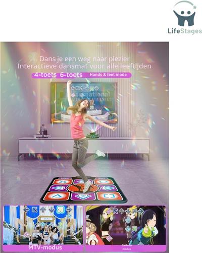 LifeStages - Dansmat - Elektronische Dansmat Voor Meisjes - Interactieve Dansspelmat Voor Tv Met Camera - Voor Kinderen Volwassenen - Kleur Zwart