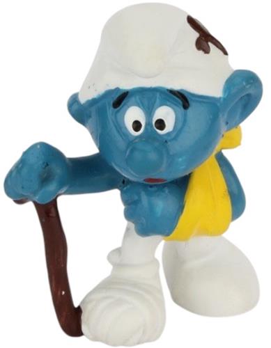 Smurf met krukken - Schleich speelfiguurtje - 6 cm