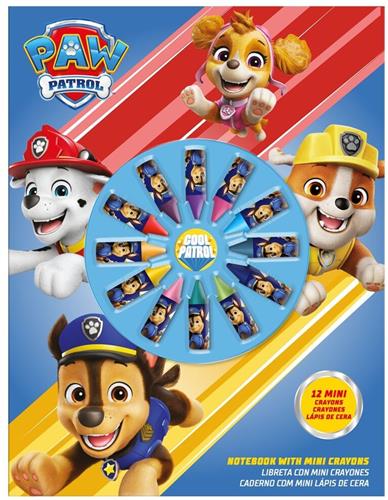 Notitieboekje + 12 Mini Kleurkrijtjes  Paw Patrol | 21,5 x 8 x 1 cm