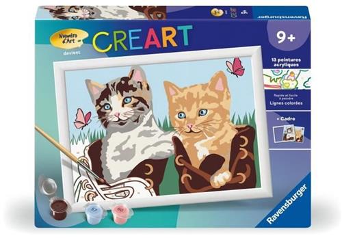 CreArt Kids 18x24cm, Schilderen op nummer, Kittens en schoenen, Schilderen op nummer set, vanaf 7 jaar, 25528, Ravensburger