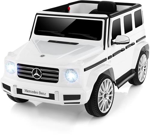 COSTWAY Mercedes Benz G500 elektrische auto voor kinderen, kinderauto, elektrisch met afstandsbediening, claxon, muziek, ledlampen, elektrische auto voor kinderen vanaf 3 jaar (wit)