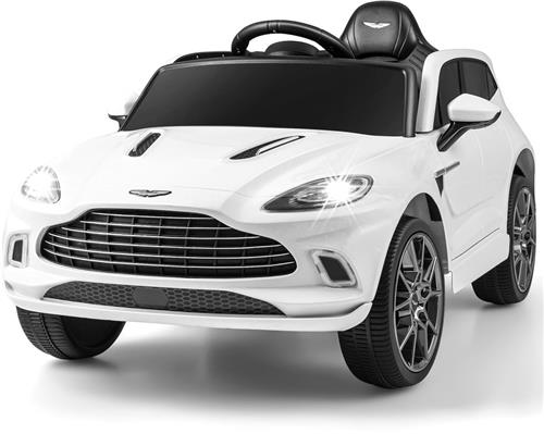 COSTWAY Aston Martin DBX Elektrische kinderauto met 2,4 G-afstandsbediening, 1,4 - 2,5 km/u met koplamp, muziek en claxon, voor kinderen vanaf 3 jaar (wit)