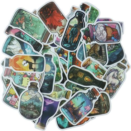 Thelau - 50 stuks wereldflesstickers, vintage stickerset, esthetische stickers voor waterflessen, microscopische wereld in glazen stickerset, waterdicht vinyl, geschikt voor volwassenen en kinderen. Ontdek creatieve stickers voor waterflessen.