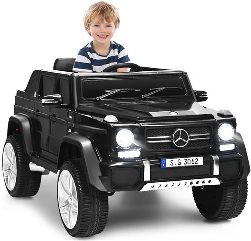 COSTWAY Mercedes-Benz Maybach Elektrische kinderauto, 12 V, met muziek, claxon en ledverlichting, 2,5-5,5 km/u, incl. 2,4 G-afstandsbediening, voor kinderen vanaf 3 jaar (zwart)