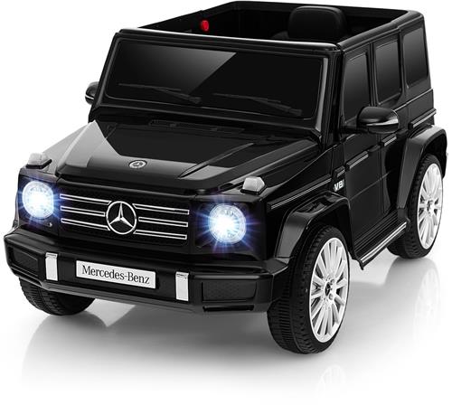 COSTWAY Mercedes Benz G500 elektrische auto voor kinderen, kinderauto, elektrisch met afstandsbediening, claxon, muziek, ledlampen, elektrische auto voor kinderen vanaf 3 jaar (zwart)