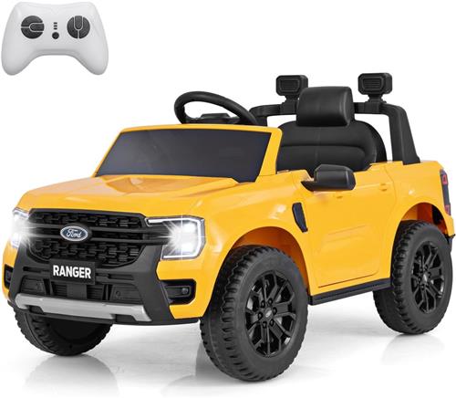 COSTWAY Ford Elektrische kinderauto, 12 V, elektrische kinderauto, met afstandsbediening, opbergmand en USB & muziek, elektrisch voertuig met draadloze verbinding, elektrische auto voor kinderen vanaf