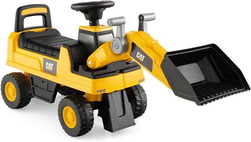 COSTWAY Graafmachine voor kinderen met opbergruimte onder de zitting, graafmachine met claxon en verstelbare schep, zandgraafmachine voor kinderen vanaf 1 jaar