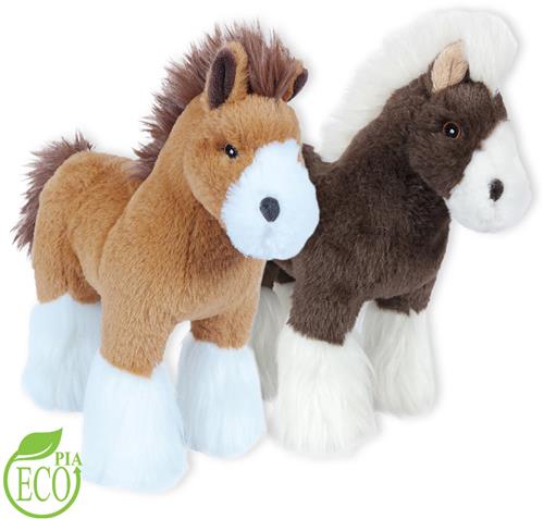 PIA Soft Toys - Set van 2 Pluche Paarden - staand - 2 ass. - zwart/bruin - ECO - 23 cm