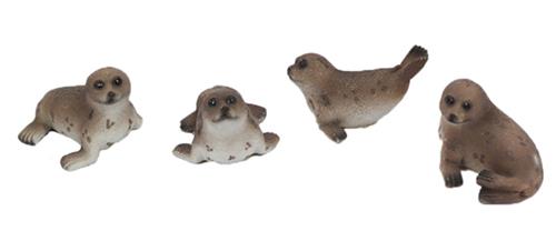 PIA Soft Toys - Set van 4 Zeehond Speelfiguren - 4 ass. - 6,5 cm
