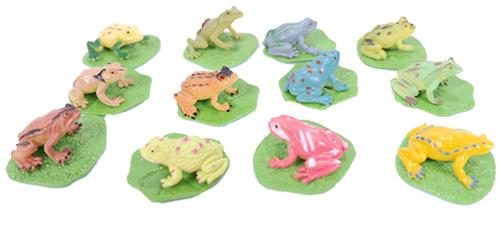 PIA Soft Toys - Kikker op blad in zak - 12 stuks - 3cm