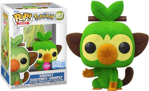 Funko Pop Games Pokemon Grookey Flocked Limited Exclusive Figure #957