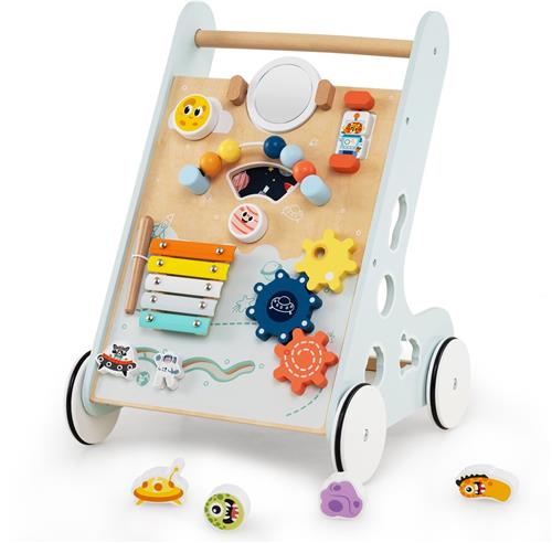 COSTWAY Montessori loopwagen, hout, loophulp om te duwen en te trekken, loopspeelgoed met wielen, loopwagen voor jongens en meisjes vanaf 1 jaar, 35 x 33 x 47 cm (ruimtegroen)