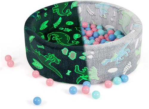 COSTWAY Ballenbad voor baby's, met 200 ballen, ballenbad 86 x 30 cm, oplichtend in het donker, ronde ronde ronde balkuilen van schuim met afneembare en machinewasbare overtrek