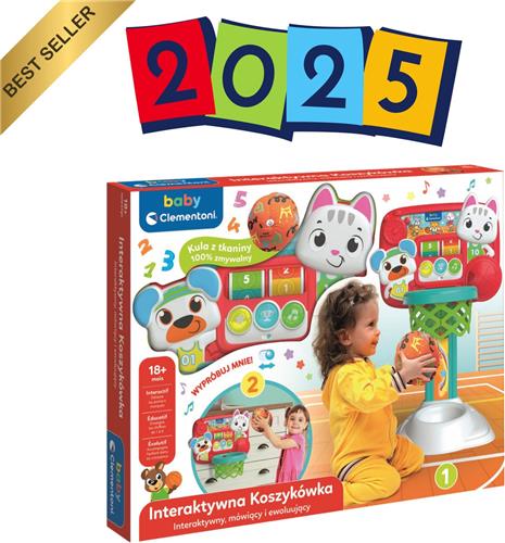Interactieve Basketbalset Voor Kinderen Kitten & Bear  Poolse Versie Clementoni 50384  Leer Cijfers En Woorden In Het Pools  Hoogte Verstelbaar, Met Geluid & Licht  Motoriek Ontwikkeling  Inclusief Ebook