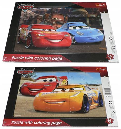 Trefl Cars Puzzelset met Frame - 2x15 Elements & Kleurboek