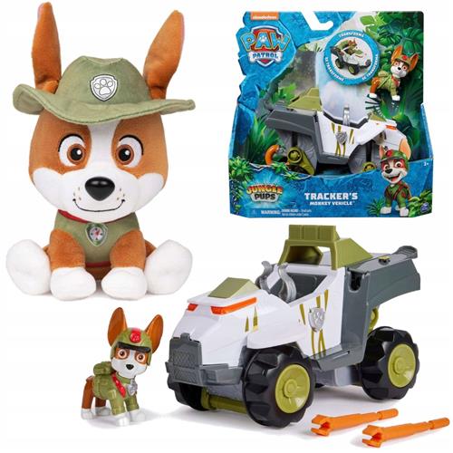 Psi Patrol Jungle Pups Tracker Voertuig & Knuffel 15cm