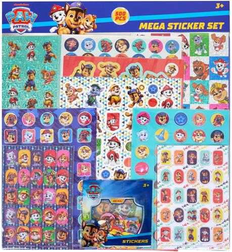 Paw Patrol XXL Stickerset - Extra Groot Stickerpakket - 500 Stickers - Inclusief Laserstickers, Glitterstickers & 3D Puffy Stickers - 9 Unieke Stickervellen - Groot Formaat - Knutselen, Plakken & Verzamelplezier - Ideaal Cadeau Voor Kinderen en Fans!