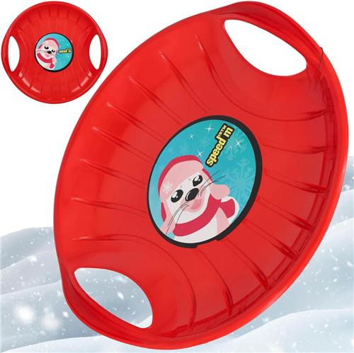 Goodivery Â® Slee met schuifschijf Ã˜ 60 cm, onderkant met handvatten, geschikt voor kinderen en volwassenen, bobslee, kinderslee, plastic, blauw. 60 x 60 x 10 cm, Rood