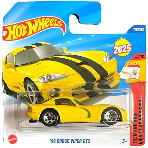 HOT WHEELS '96 DODGE VIPER GTS COUPE BLACK YELLOW 176/250 HWTHEN AND NOW 4/10 SHORT CARD 2025