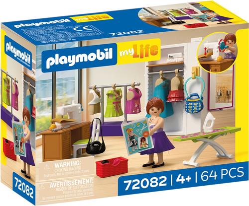 PLAYMOBIL MyLife Modeontwerper | Naaistudio met naaimachine en 6 outfits | Stimuleert creativiteit | Kinderspeelgoed voor kinderen vanaf 4 jaar | 72082