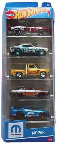HOT WHEELS 5 CARS IN BOX 2008 DODGE CHALLENGER SRT8, 1970 DODGE HEMI CHALLANGER, DOODGE VIPER GTS-R, 1978 DODGE LI'L RED EXPRESS TRUCK, 1969 DODGE DAYTONA 5-PACK 1:64