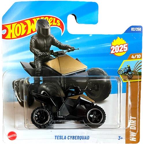 HOT WHEELS TESLA CYBERQUAD BLACK GOLD 82/250 HW DIRT 4/10 QUAD SHORT CARD 2025