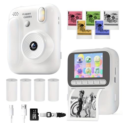BLOSSOM Kindercamera Full HD met Printer - 1080P - 32GB - Digitale Camera Kinderen - Selfie Camera - Video - Spelletjes - Wit