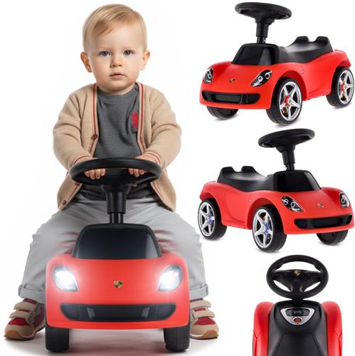 sun baby Loopauto voor kinderen vanaf 18 maanden  Porsche Carrera GT  stuur met knoppen, koplampen, realistische stickers, tot 30 kg, rood