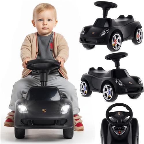 sun baby Loopauto voor kinderen vanaf 18 maanden  Porsche Carrera GT  stuur met knoppen, koplampen, realistische stickers, tot 30 kg, zwart