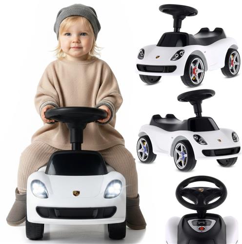 sun baby Loopauto voor kinderen vanaf 18 maanden  Porsche Carrera GT  stuur met knoppen, koplampen, realistische stickers, tot 30 kg, wit