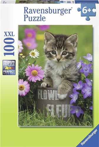Ravensburger Kat tussen de bloemen - Puzzel van 100 stukjes