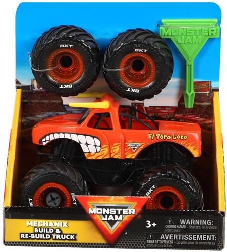 Hot Wheels Monster Jam Mechanix 1:32 Build 'N Re-Build El Toro Loco Assorti.