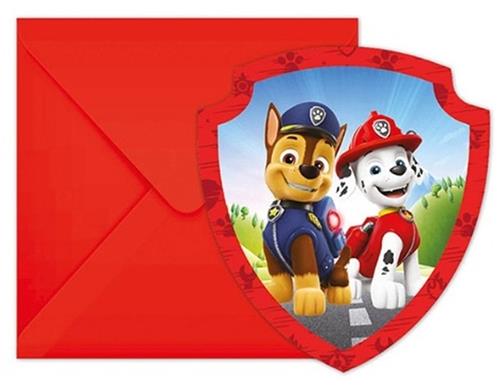 Paw Patrol Uitnodigingen 6 Stuks.