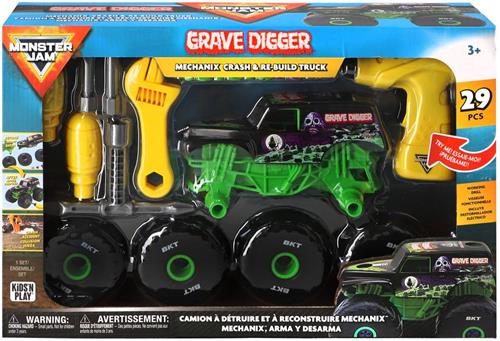 Hot Wheels Monster Jam Mechanix 1:18 Build 'N Re-Build Grave Digger.