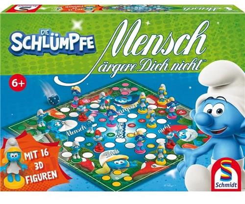 Mens Erger Je Niet Smurfenspel - Duitstalig bordspel met 3D figuren
