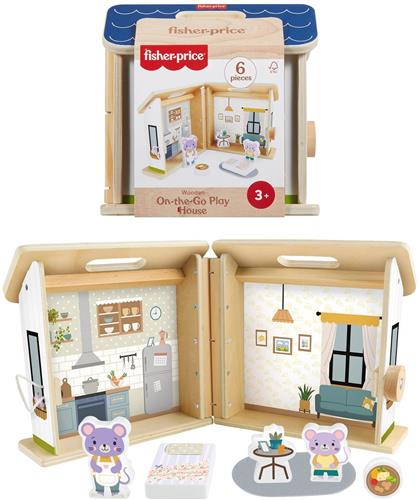 Mattel houten speelhuisje - Fisher-Price draagbaar speelgoedhuis.