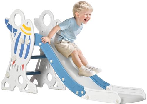 Merax Kinderglijbaan in Rakettenstijl  Met Stickerset  Voor Peuters 1,53 Jaar  Blauw  157Ã—46,5Ã—80 cm