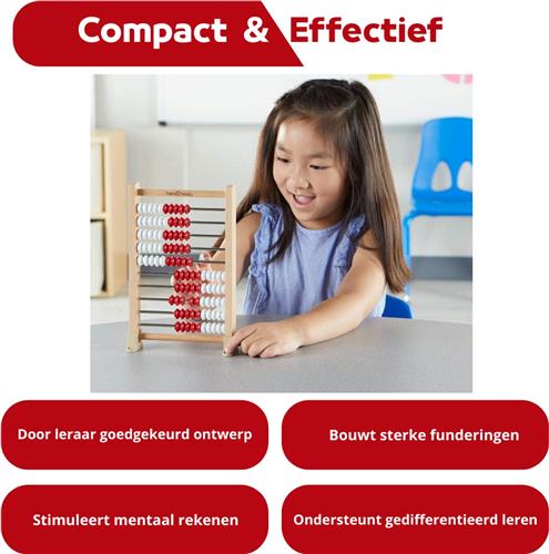 LifeStages - Rekenrek - Leermiddelen - Houten Mini Rekenrek Met 100 Kralen