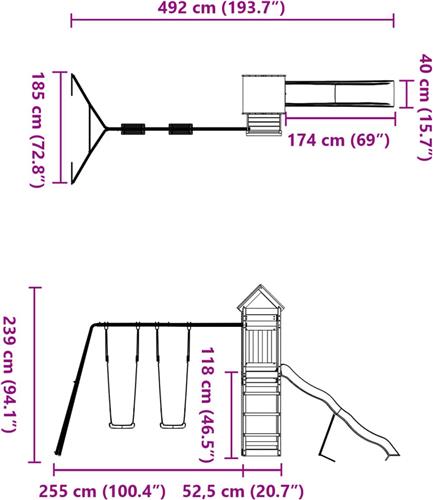 vidaXL Speelhuis geÃ¯mpregneerd grenenhout