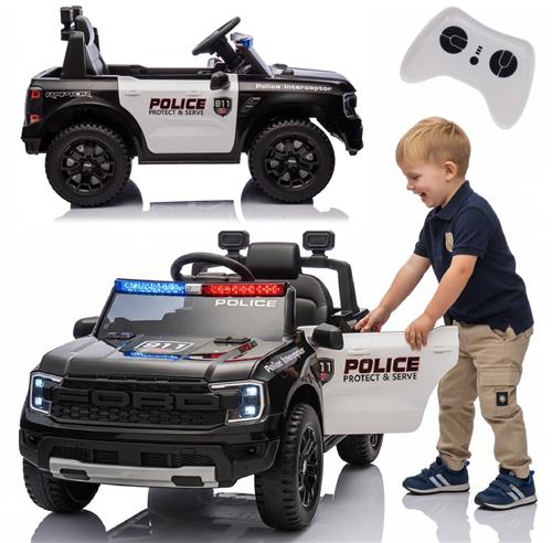 Ford elektrische kinderauto van 3 tot 6 jaar, motorvermogen 30W, afstandsbediening, ophanging, koplampen, MP3-speler (Politie)