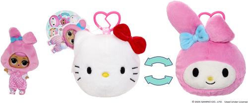L.O.L. Surprise Loves Hello KittyÂ® and Friends Reversible Plush Surprise!- Pluchen figuurtje in ondoorzichtige verpakking met bijpassende minipop, Sanrio-personages, speelplezier voor onderweg, 5 verrassingen, 6 schattige stijlen!